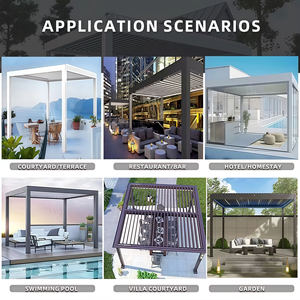 Pergola manuelle à lames orientables en aluminium avec auvent imperméable, idéale pour jardin et <span class=keywords><strong>terrasse</strong></span> de villa - Product Image 6