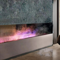 Cheminée électrique moderne en acier linéaire à vapeur d'eau, insert à brume atomisante, flamme néon LED 3D, télécommande, pour intérieur