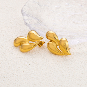 ต่างหูสแตนเลสชุบทอง 18K รูปทรงหยดน้ำสำหรับผู้หญิงของขวัญเครื่องประดับแฟชั่นอุปกรณ์เสริม - Product Image 4