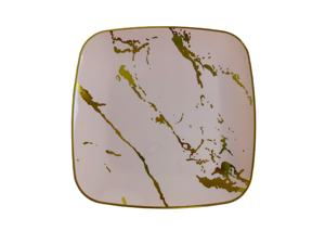 Piatti quadrati neri con bordo oro piatti di plastica usa e getta - Product Image 6