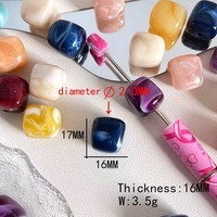 Manik-manik Akrilik Persegi F80 Multiwarna Swirl, Halus, Poles, Ringan, Manik Spacer Lepas, untuk Pembuatan Perhiasan DIY, Gelang, Kalung