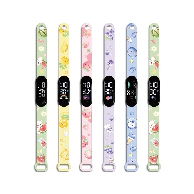 Factory Direct Wholesale Custom Cartoon Colorful Pattern Student Waterproof Sports Gift Touch LED Watch