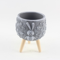 Pot de fleurs en ciment design lapin pour plantes vertes, décoration de serre intérieure et de bureau, vente en gros