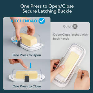 <span class=keywords><strong>Beurrier</strong></span> en <span class=keywords><strong>plastique</strong></span> avec couvercle et serrure | Gardien de beurre hermétique pour la cuisine - Product Image 2