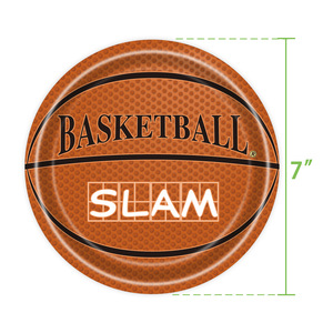 Assiettes en carton Slam de basketball, rondes de 7 pouces, pour fête d'anniversaire - Product Image 1