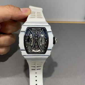 A new fashionable, classic and elegant style white carbon fiber tourbillon waterproof and shockproof men's <b>wristwatch</b> - Product Image 1