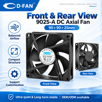 Ventilateur de refroidissement axial sans balais DC 12V 24V 90mm 90x90x25mm pour cuisinière électrique et projecteur, modèle 9025, personnalisable