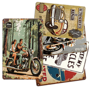 Targa in Metallo Dipinta con Motivo di <span class=keywords><strong>Camion</strong></span> e Ragazze Pin-up Retrò, Decorazione Vintage da Parete per Garage, Man Cave, Bar, Officina, Ufficio - Product Image 1