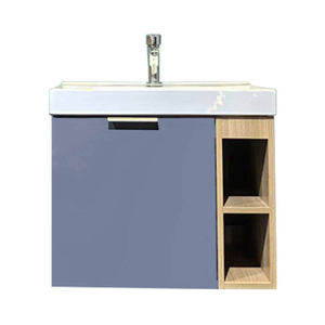 Mueble de Baño Personalizado 2026 al por Mayor, Azul con Acabado de Madera, con un Solo Cajón, Lavabo de Cerámica, Mueble Lateral y Espejo LED - Product Image 4