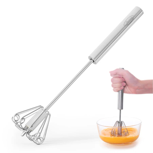 Batteur mélangeur semi-automatique en acier inoxydable, mélangeur manuel à rotation automatique, ustensiles de cuisine, outils de mélange - Product Image 1