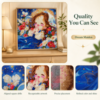 Kit de Peinture Diamantée KS Craft : Fille des Rêves Fantastique, Perles Carrées Scintillantes, Art Diamanté DIY, Portrait Onirique, Écologique