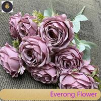 Fleurs décoratives pour la maison 9 têtes de roses dorées artificielles en plastique