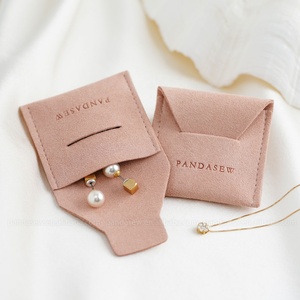 PandaSew High Quality Luxury 1.4mm <b>Thick</b> Microfiber <b>Ring</b> Necklace Earrings Gift Packaging Jewelry Pouch with Custom Logo - Product Image 5