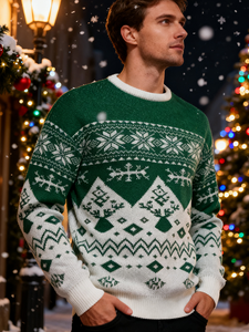 <span class=keywords><strong>Pull</strong></span> de Noël pour <span class=keywords><strong>homme</strong></span> personnalisé, respirant, anti-plis, anti-rétrécissement, séchage rapide, tricoté, avec logo frontal, style 'ugly sweater' amusant, pour l'hiver - Product Image 1