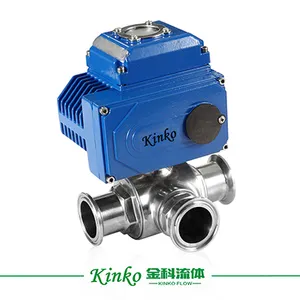 Precise Regulated safety stainless steel 3 way ball valve with actuator