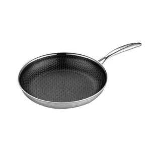 Big Commercial Frying Pan Indian Non-stick Fry Pan Silicone Ceramic Stainless Steel Cookware Pan