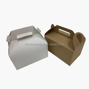 Boîte à gâteaux en papier kraft avec poignée emballage biodégradable mini boîtes à gâteau pignon avec poignées boîte à gâteaux de rêve - Product Image 2