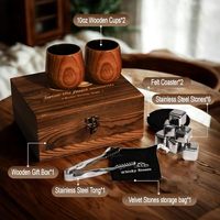 Verres à cocktail Old Fashioned double paroi de 11 oz, verres à whisky en cristal, ensemble, boîte cadeau en bois pour whisky