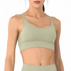 Nouveau Design Fitness Respirant 4-way Stretch Sport Soutien-Gorge Cross Shoulder Womens Yoga Vest Strap