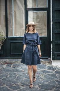 Perfect Holiday Trip Casual Linen Dress with <b>Belt</b> Simply Comfortable & Cozy Linen Dress For Spring Wear 100% Soft Linen Dress - Product Image 2