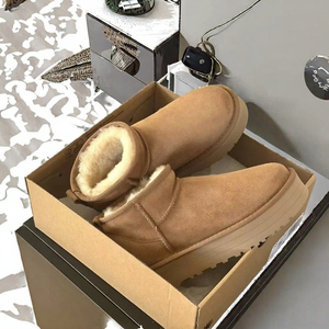 Bottines d'hiver pour femmes, plateforme épaisse, mini <span class=keywords><strong>bottes</strong></span> en daim, <span class=keywords><strong>fourrées</strong></span> en fourrure, chaudes, antidérapantes - Product Image 2