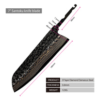 Amber Black Hammer Damascus Blade Knife Set VG10 Copper Damascus Kitchen Knife Blank Set Blanks