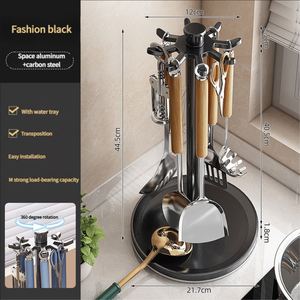 Modern Design Rotating Carbon Steel Kitchen <b>Storage</b> Rack Cutlery Holder Waterproof <b>Tabletop</b> Spoon Organizer - Product Image 4