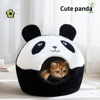 Lit pour chat en forme de panda, nid douillet en peluche, maison pour animaux de compagnie chaude toute l'année pour chats d'intérieur