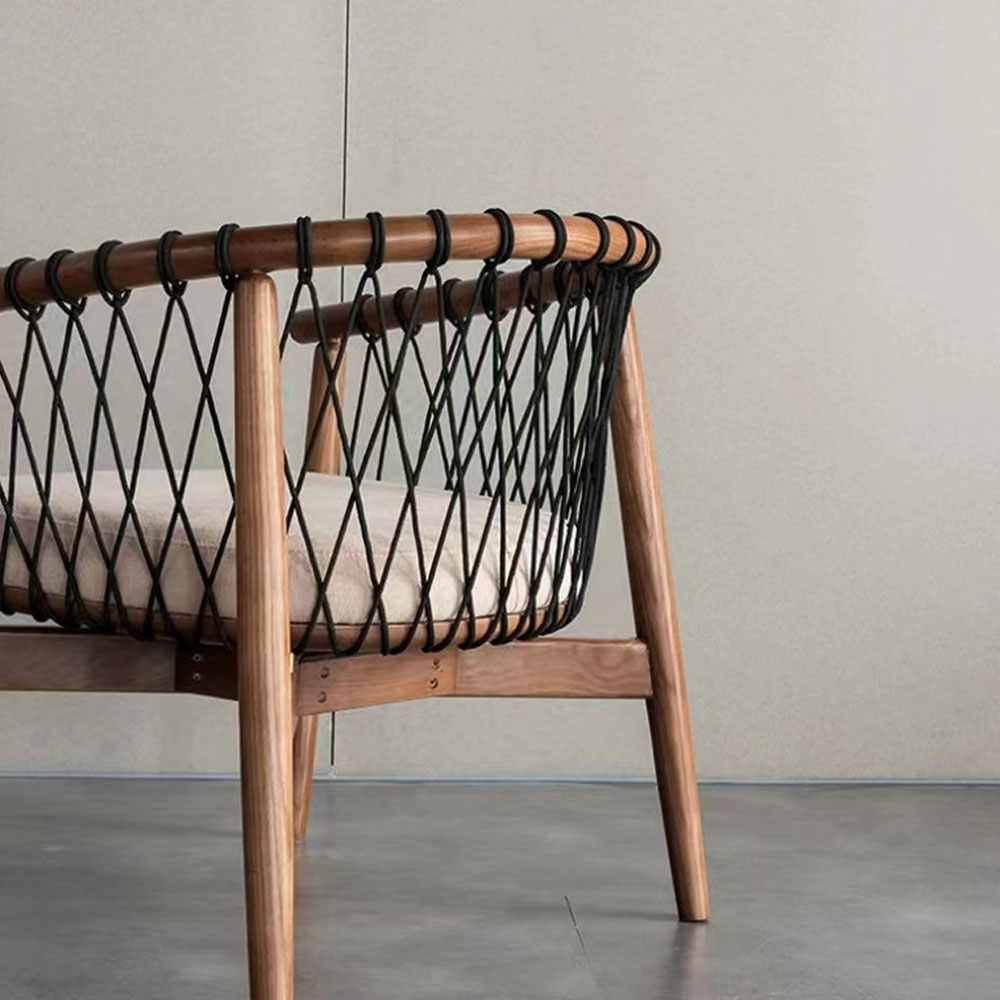 Modern Indoor Furniture Ash wood Patio Rope Cane Ratan Chair Table and Chairs Outdoor Woven Rattan / Wicker Chairs
