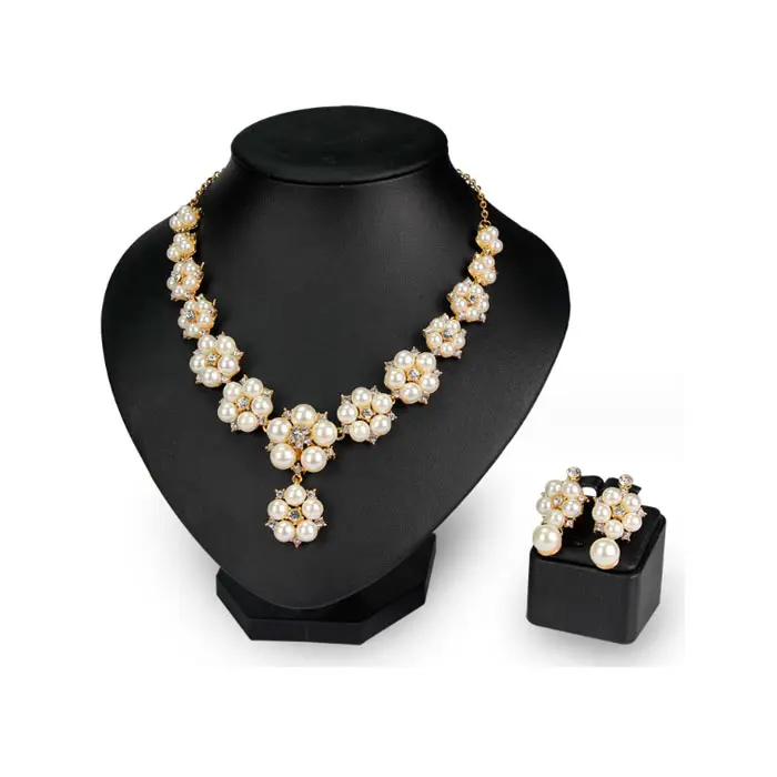 Cross Border Hot Selling Mode Halskette Perle Set Braut Accessoires Perle Halskette Ohrring Set