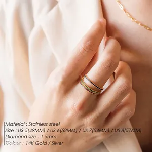eManco Dropshipping Bague en Acier Inoxydable avec Strass et Pierre de Naissance, Bijou de Luxe, Cadeau, 12 Signes du Zodiaque, Bagues Scintillantes, Vente en Gros <span class=keywords><strong>US5</strong></span>/6/7/8 - Product Image 2