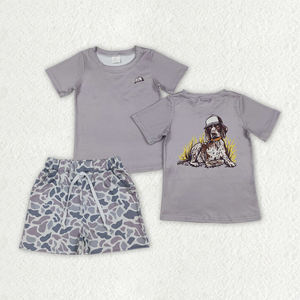 BSSO1987 rts Boutique Conjunto de ropa para bebé con bordado de conejo de Pascua negro, conjunto de verano de manga corta, venta al por mayor - Product Image 3