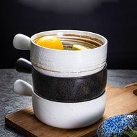 Bol à soupe en céramique de style européen avec poignée Vaisselle en porcelaine Four Cuisson spécifique Aliments personnalisés Utilisation commerciale