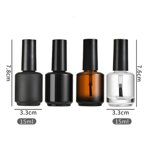 Botellas vacías de esmalte de uñas de Gel UV de vidrio de 6ml y 15ml de color negro mate con tapas de plástico, sellado de cuello engarzado, Cuadrado redondo de 15ml con cepillo - Product Image 6