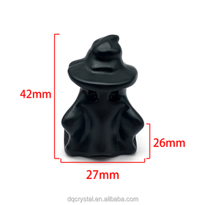 Commercio all'ingrosso di cristallo naturale nero di ossidiana fantasma di cristallo artigianale materiali bianchi di giada fantasma con cappello per il regalo di Halloween - Product Image 2