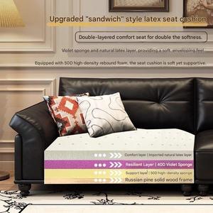 Sofá Chesterfield de Cuero Genuino Marrón, Estilo Retro Americano de Lujo, Juego de Muebles para Sala de Estar - Product Image 4
