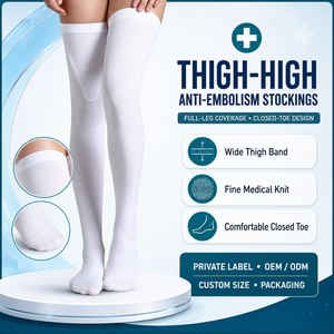 Bas de <span class=keywords><strong>contention</strong></span> anti-embolie médicaux à hauteur de cuisse, à bout fermé, pour hommes et femmes - Product Image 1