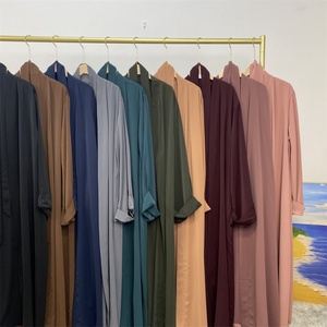 1993# Modest Daily Wear Solid Color Premium Nida Open Abaya Wide Folded Sleeves Dubai Islamic Elegent <b>Cardigan</b> - Product Image 3