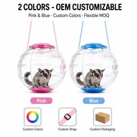 Jouet d'exercice automatique 2-en-1 Sugar Glider Run Ball, style bandoulière, 20 cm, sangle ventilée transparente, rose et bleu