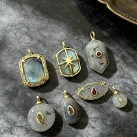 Nouveau Collier en Pierre Naturelle Multi-Styles avec Pendentif, Cordon Tressé Coloré, Formes Rondes et Carrées pour Femme