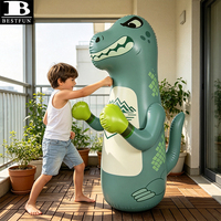 Sac de frappe gonflable dinosaure vert sauge, durable et autoportant, pour enfants et tout-petits, jouet de fitness actif d'intérieur