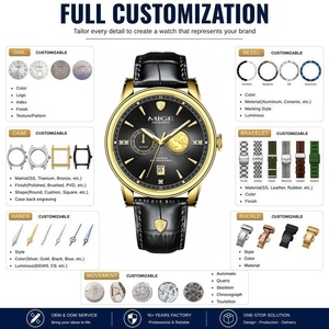 Montre automatique Miyota Custom Design OEM, superluminescente, avec calendrier, mécanique, pour homme, faible MOQ, bracelet en cuir, saphir. - Product Image 2