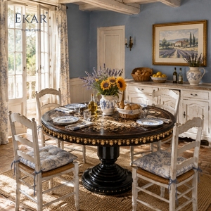 <span class=keywords><strong>Meja</strong></span> Makan Bundar Marquetry Aurelian Acanthus |   <span class=keywords><strong>Meja</strong></span> Pedestal Berlapis Emas Neoklasik Prancis Mewah - EKAR - Product Image 3