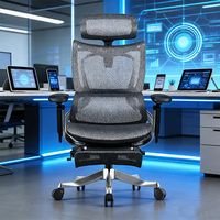 Chaise de bureau de conférence ergonomique en maille moderne avec base en acier, accoudoirs réglables et fonction pivotante