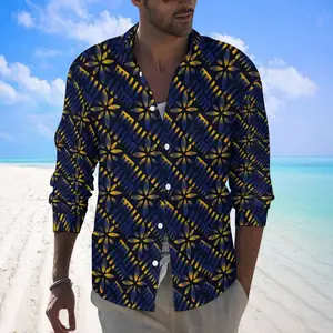 Zwart Pacific Eiland Tropicla Bloemenprint Zomer Strandshirt Mannen Polynesische Tribale Ontwerp Revers Knoop Gloednieuwe Shirts