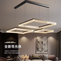 Lustre suspendu moderne en aluminium noir carré à LED pour la décoration du salon, luminaires de plafond