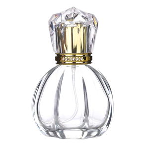 Flacons en verre vides de haute qualité de 50 ml et 100 ml avec bouchon pompe en cristal doré pour parfum et savon liquide, emballés en carton - Product Image 1