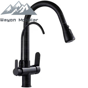 Keran Dapur Multifungsi Wayon Hitam 2 in 1 dengan Semprotan Tarik dan Filter Air untuk Wastafel - Product Image 2