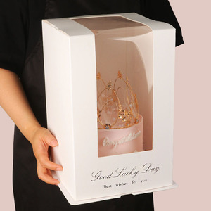 Chất lượng cao 6 inch vuông Pet Wedding Bánh hộp Lá Trắng đóng gói quà tặng cho <span class=keywords><strong>cupcakes</strong></span> sẵn sàng để tàu - Product Image 6