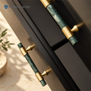 HK0111 Luxury Natural Marble &amp; Brass Handles For Kitchen Dresser Cabinet-Green/White Pulls &amp; <strong>Knobs</strong> - Product Image 5